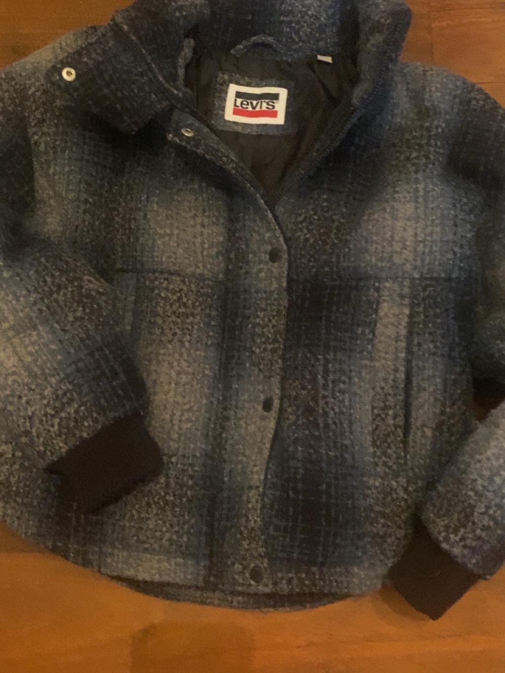 Levi's Blue and Gray Plaid womens Puffer Jacket